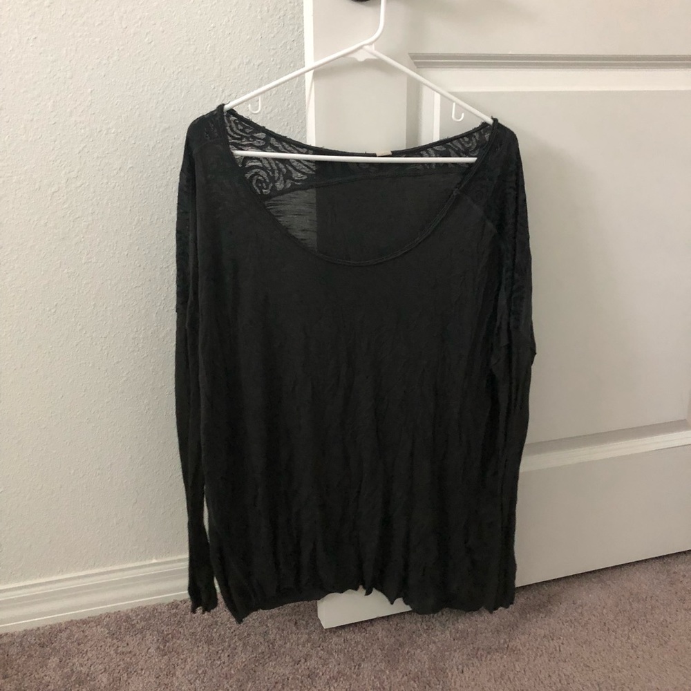 Free People Small Medium Dark Gray Black Blouse
